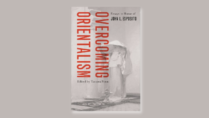 An image of a book cover in rose gray with the title &quot;Overcoming Orientalism&quot;